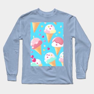 Delicious Creamy Ice Cream Cone with cherry on top Long Sleeve T-Shirt